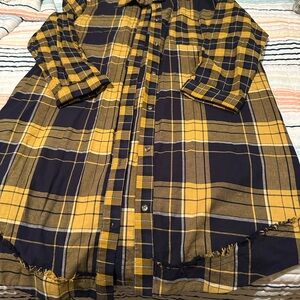 Umgee Yellow and Black Plaid Long Sleeve Dress